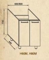 Н 80 М под мойку низ Модульная система Сандра