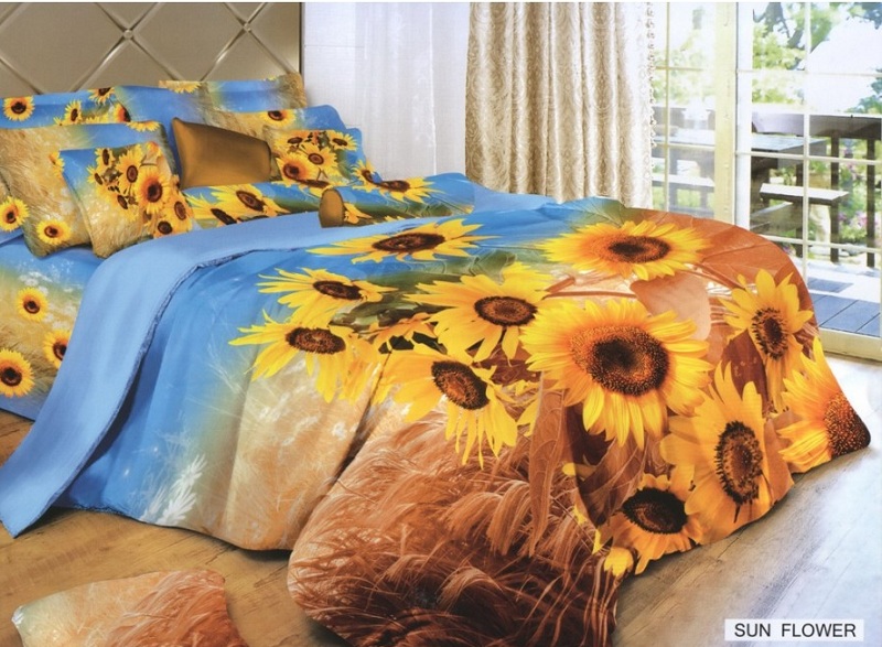 Arya cатин печатный евро 200*220 Sun Flower