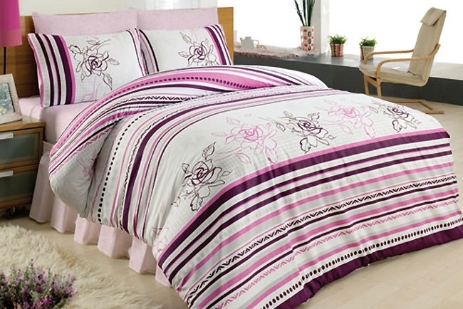 Altinbasak Ранфорс Печатный 200*220 Line Flower Lila
