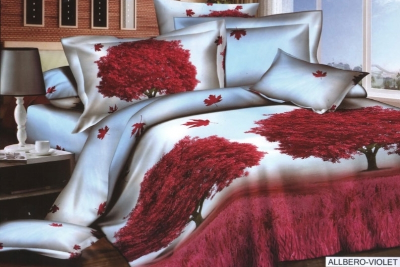 Arya сатин печатный евро 200*220 Allbero violet 3D