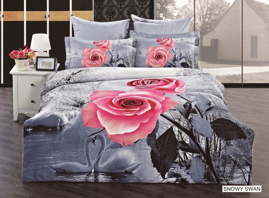 Arya cатин печатный 3D полуторный 160*220 Snowy Sawan