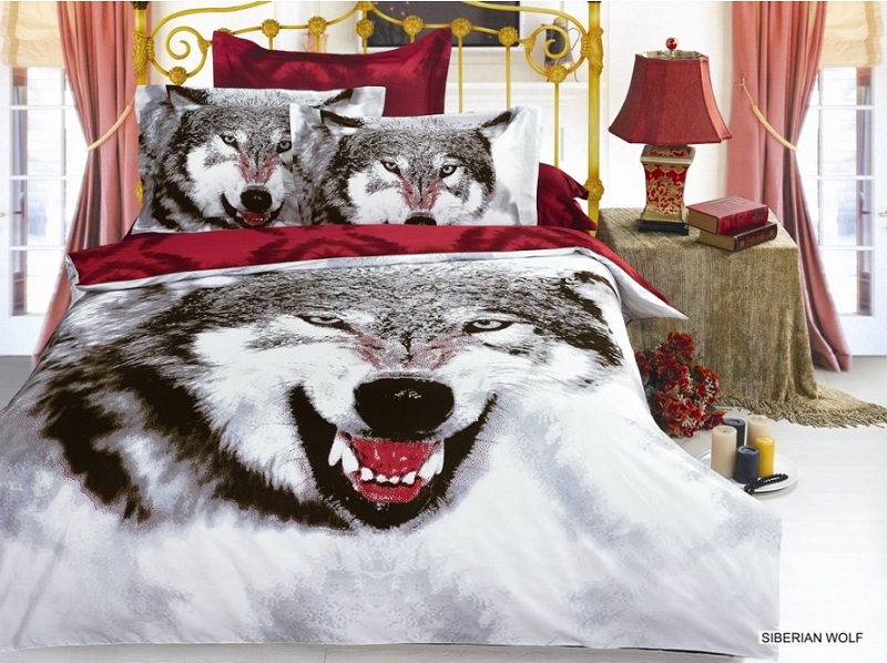 Arya cатин печатный евро 200*220 Siberian Wolf