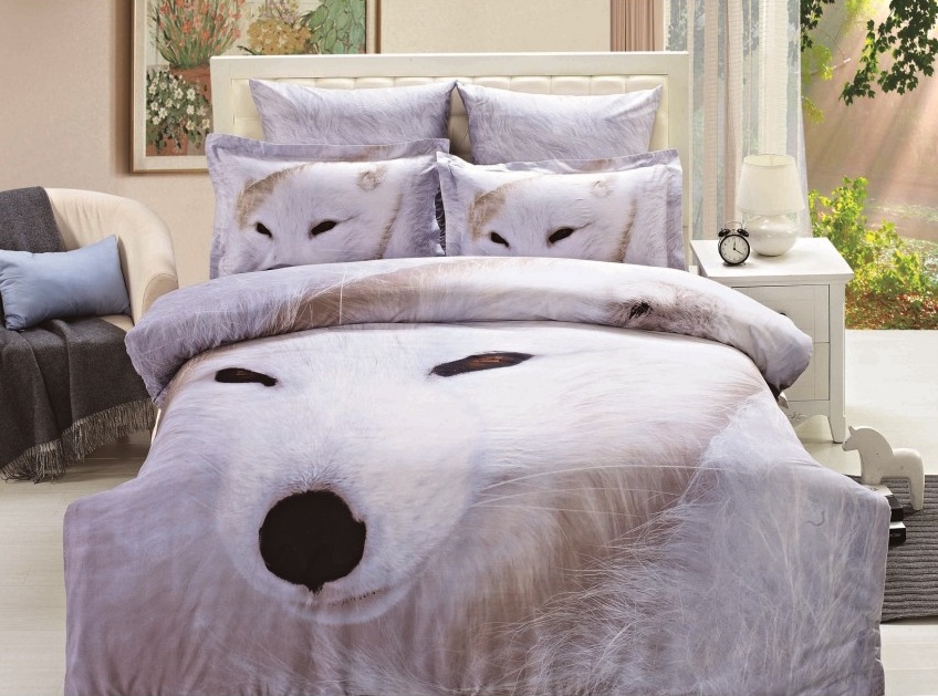 Arya Сатин печатный 3D евро 200*220 White Wolf