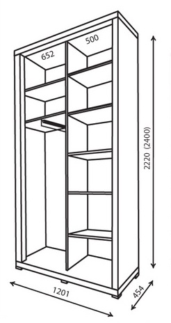 Шкаф-купе 120*450*220(240) Домино