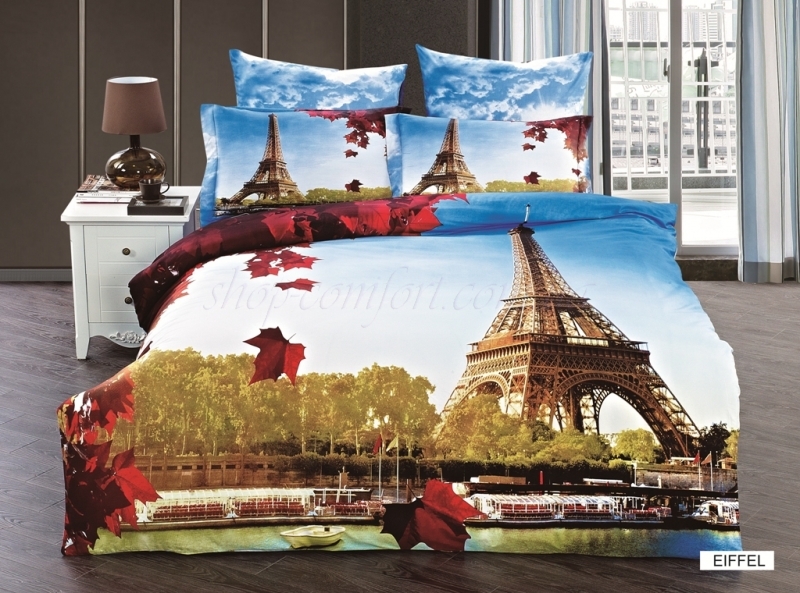 Arya cатин печатный 3D евро 200*220 Eiffel