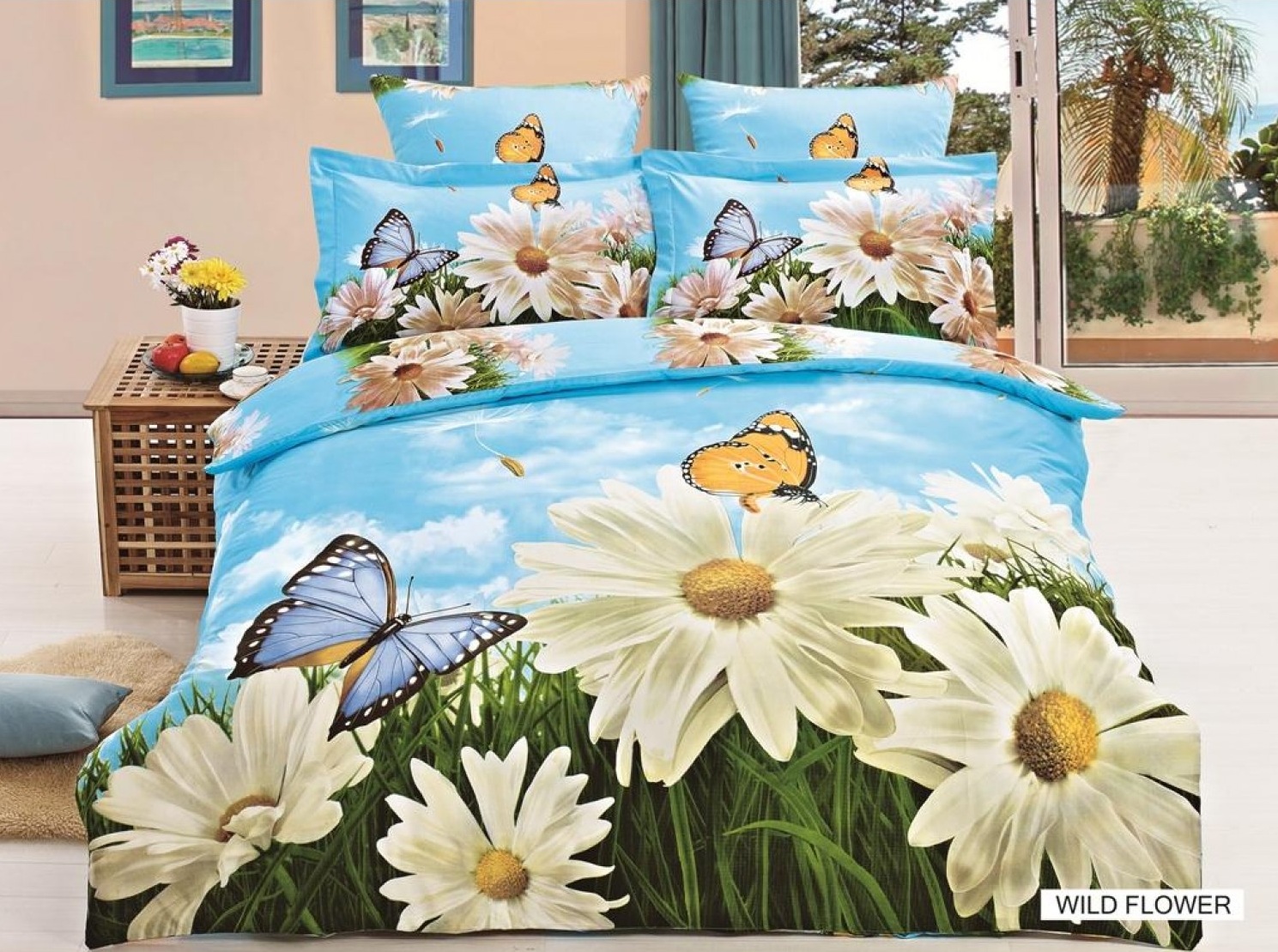 Arya cатин печатный 3D полуторный 160*220 Wıld Flower