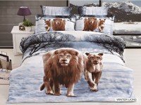 Arya cатин печатный 3D евро 200*220 Wınter Lions