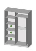 Шафа купе 2.1 Milano  130х45х210 (фасади дзеркало срібло) SENAM