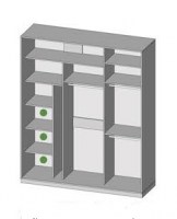 Шафа купе 3.2 Milano  210х60х240 (фасади дзеркало срібло) SENAM
