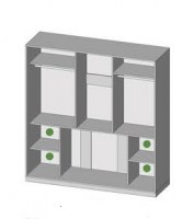 closet 3.3 200x45x210 facades mirror silver senam