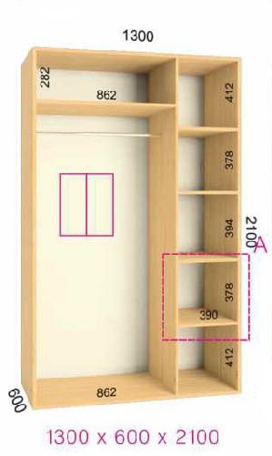 shkaf kupe 130x60x210 feniks standart feniks mebli