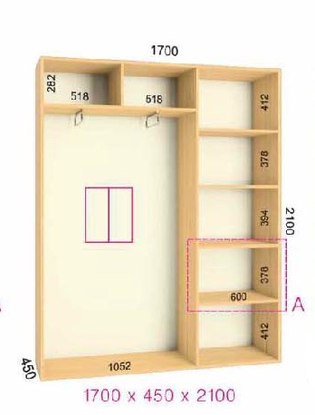 shkaf kupe 170x45x210 feniks standart feniks mebli