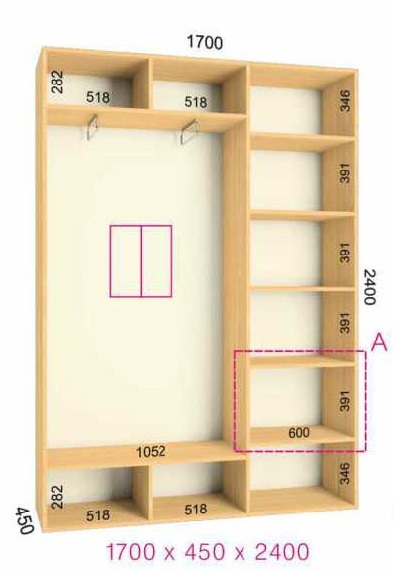 shkaf kupe 170x45x240 feniks standart feniks mebli