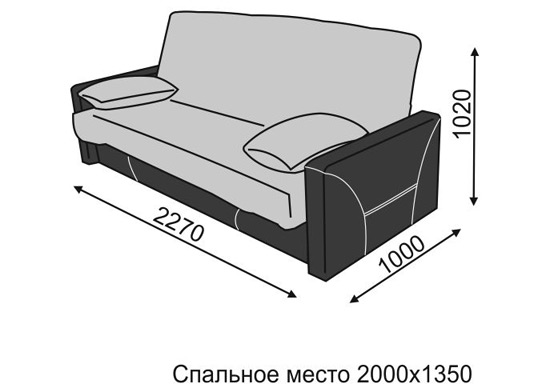 Размеры дивана Радуга бьюти