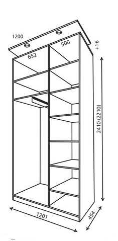 Шкаф-купе 1200*450*2200 (2400) Стандарт