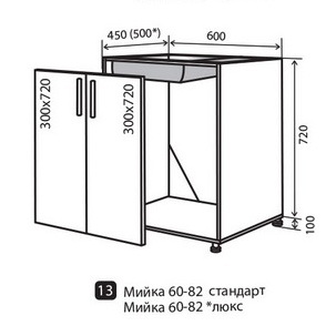 Н13 Тумба-мойка 2Д 60 низ