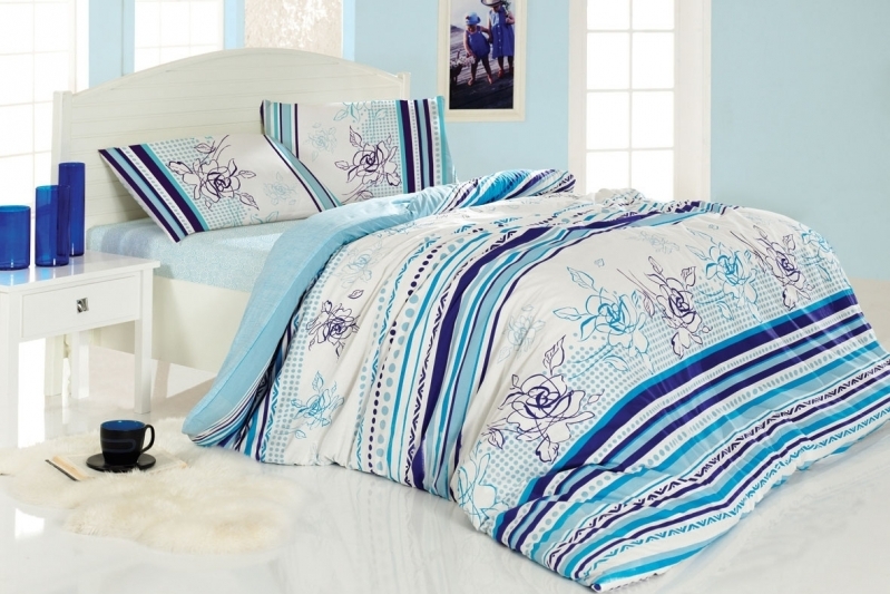 Altinbasak Ранфорс Печатный 160*220 Line Flower Blue